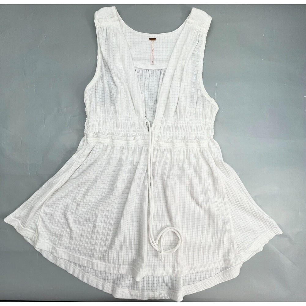 Free People Beach Bound Plunge Sleeveless Tank Top Ivory Women's Small